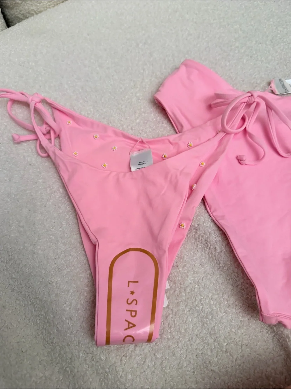 l*space Pink Daisy Triangle Bikini Set